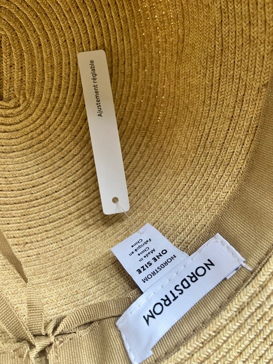 Nordstrom Straw Wide Brim Adjustable Hat With Red Black and Blue Band main image 8